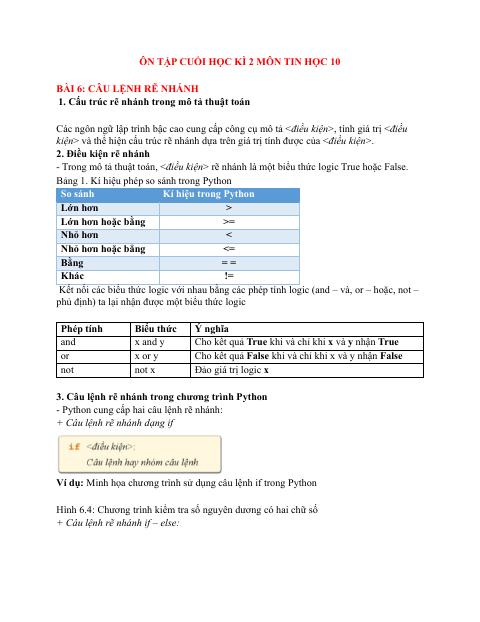 Đề cương ôn tập Học kì 2 Tin học 10 năm 2023–2024 trường THPT Phước Long (TP Hồ Chí Minh)
